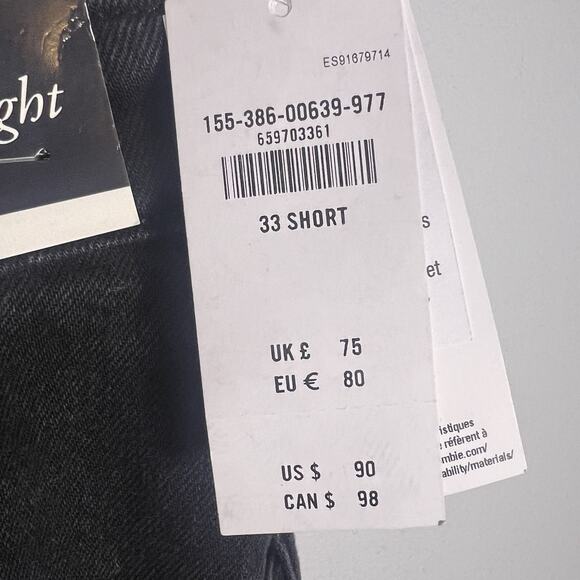 NWT A & F 90s Straight Leg Mid Rise Curve Love Jeans Denim Black Sz 33 Short - Picture 8 of 12